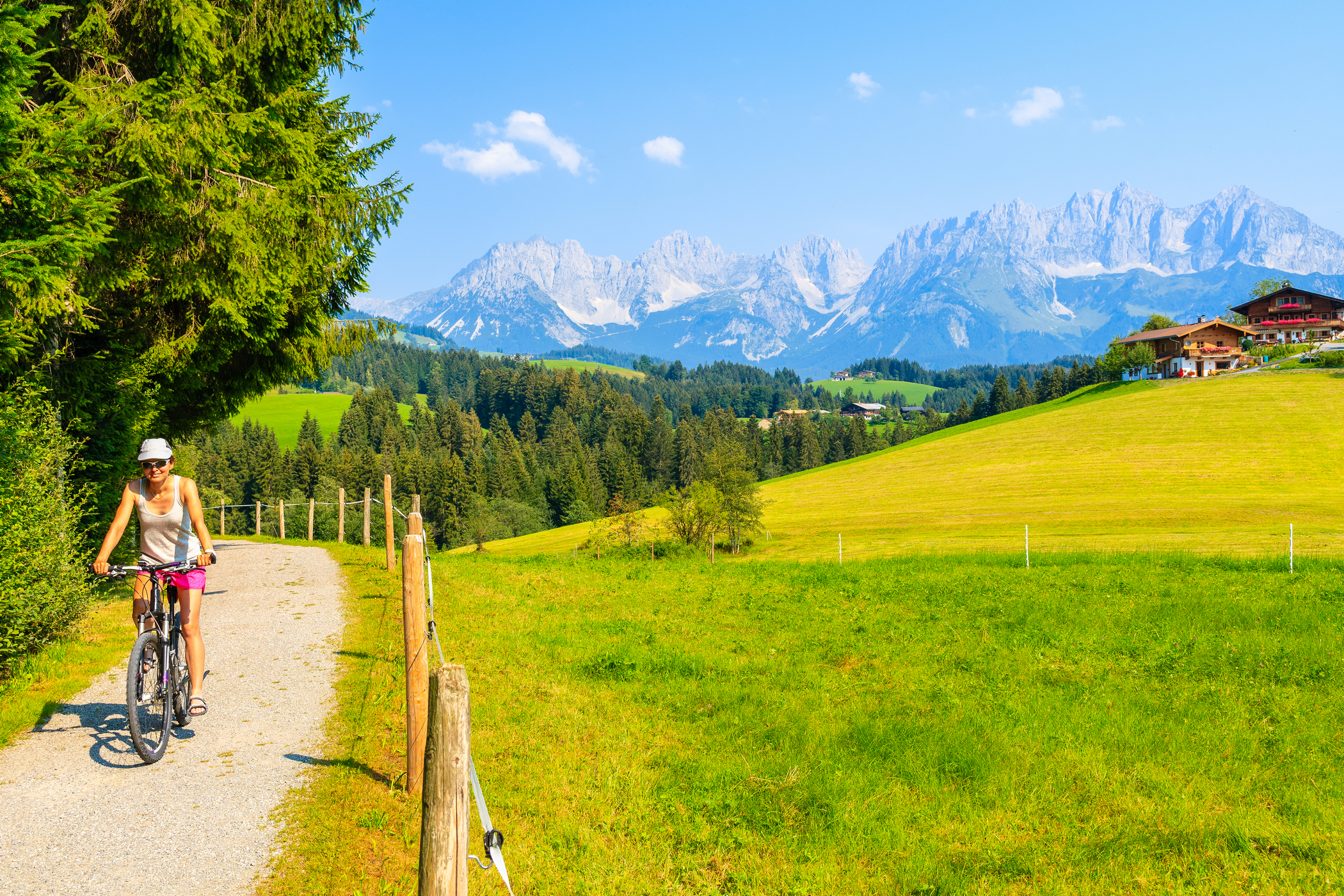 Ścieżka rowerowa z widokiem na Alpy