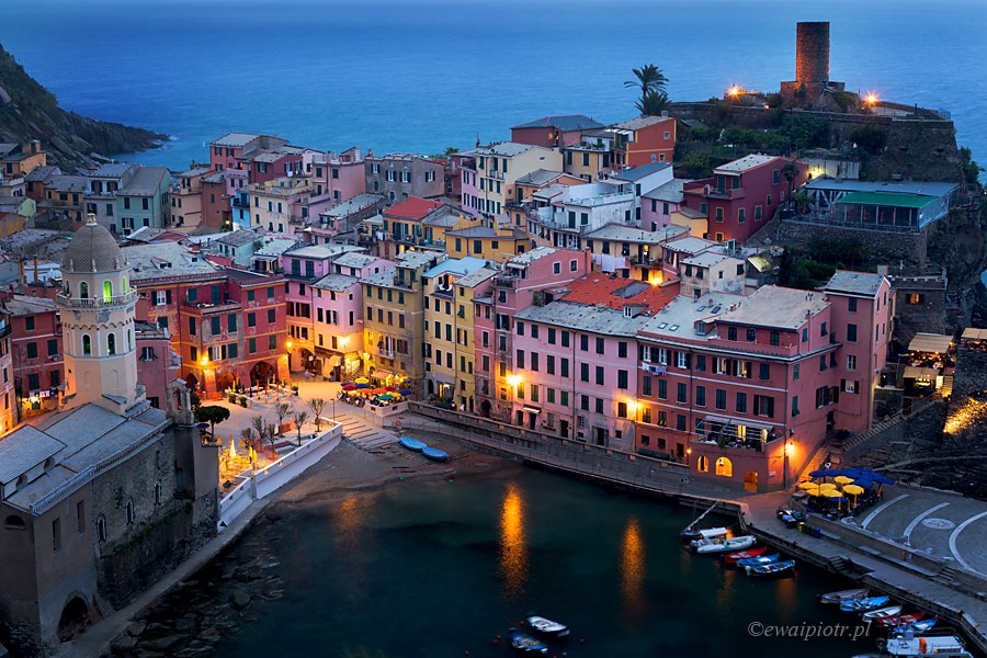 Manarola, zmierzch, Cinque Terre, fot. ewaipiotr.pl