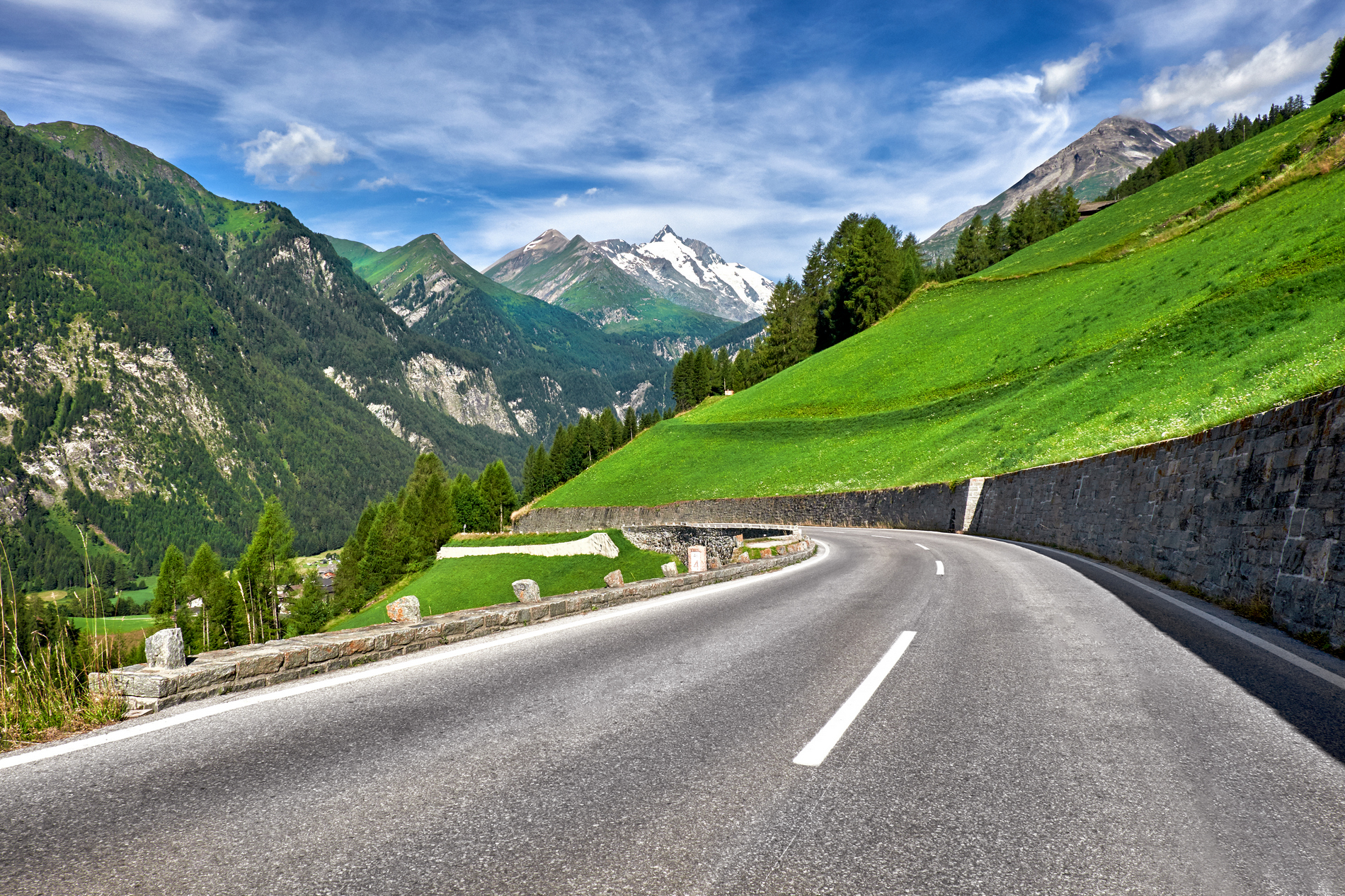 Zjazd drogą Grossglockner Hochalpenstrasse