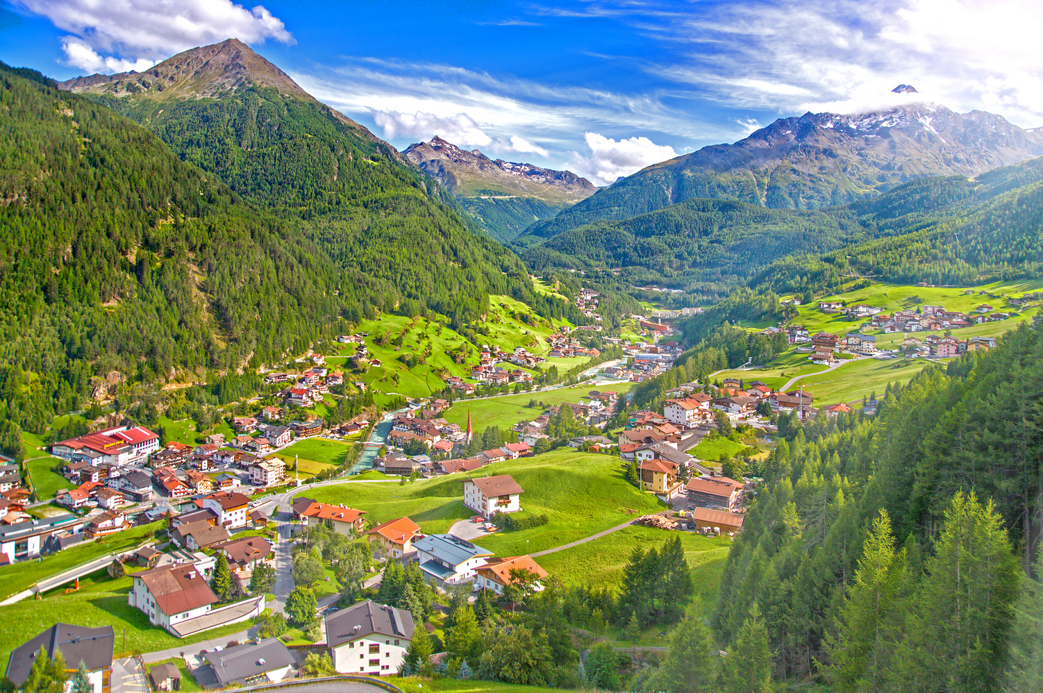 Panorama Soelden w dolinie Oetztal
