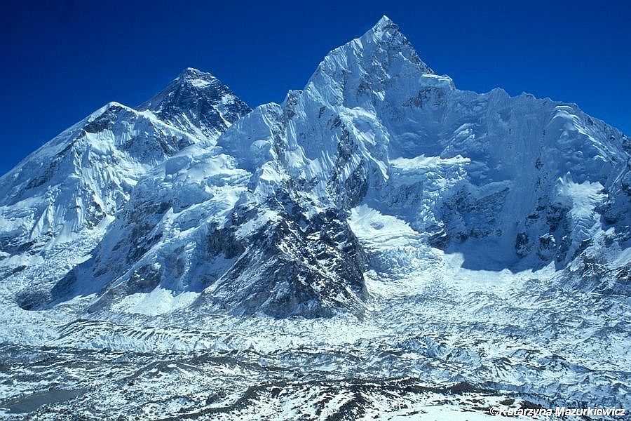 Widok na Mt Everest, Nuptse i lodowiec Khumbu z Kala Pattar