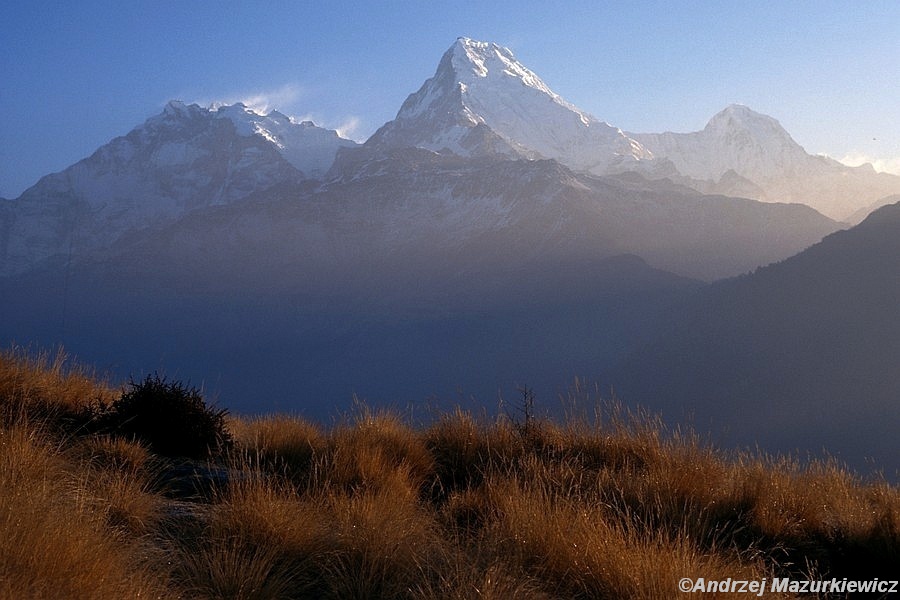 Masyw Annapurny widziany w punktu widokowego Poon Hill